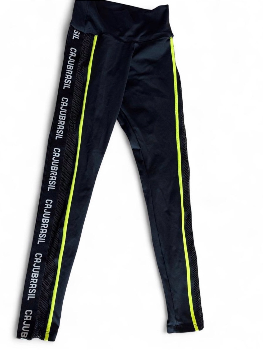 OWO Cajubrasil Black Neon Mesh High Waist Leggings Large Fits Women’s 6/8 - Picture 1 of 3